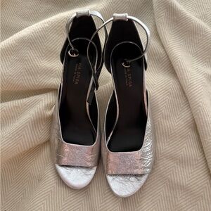 Via Spiga Metallic Silver Heels